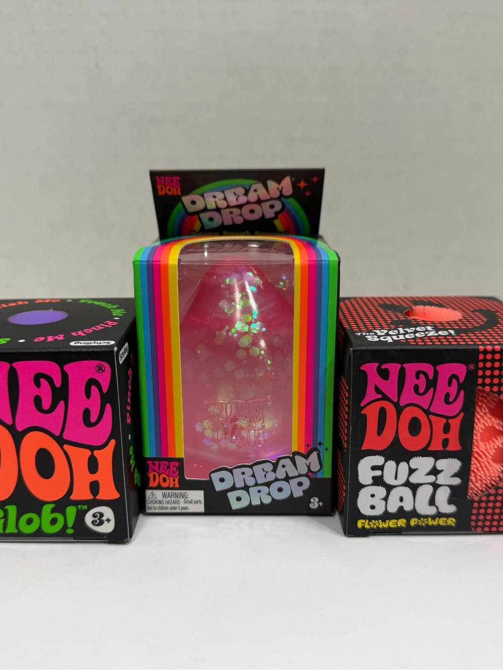 NeeDoh Dream Drop, Groovy Glob, And Fuzz Ball Flower Power New